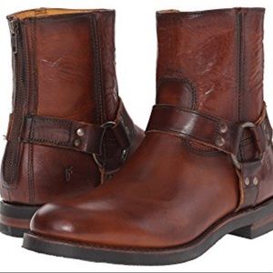 Frye Clinton Harness Short Leather Boots, 8.5